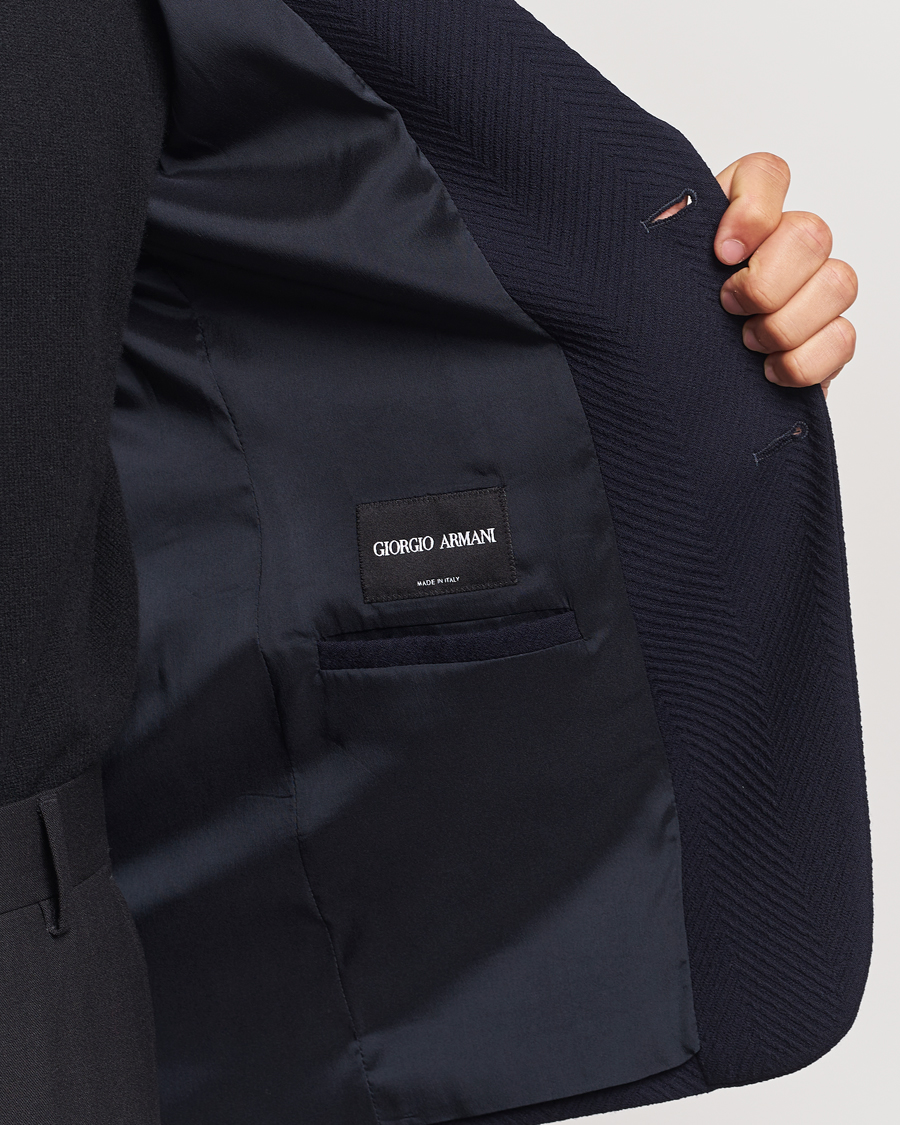 Mies | Pikkutakit | Giorgio Armani | Chevron Wool Stretch Blazer Navy