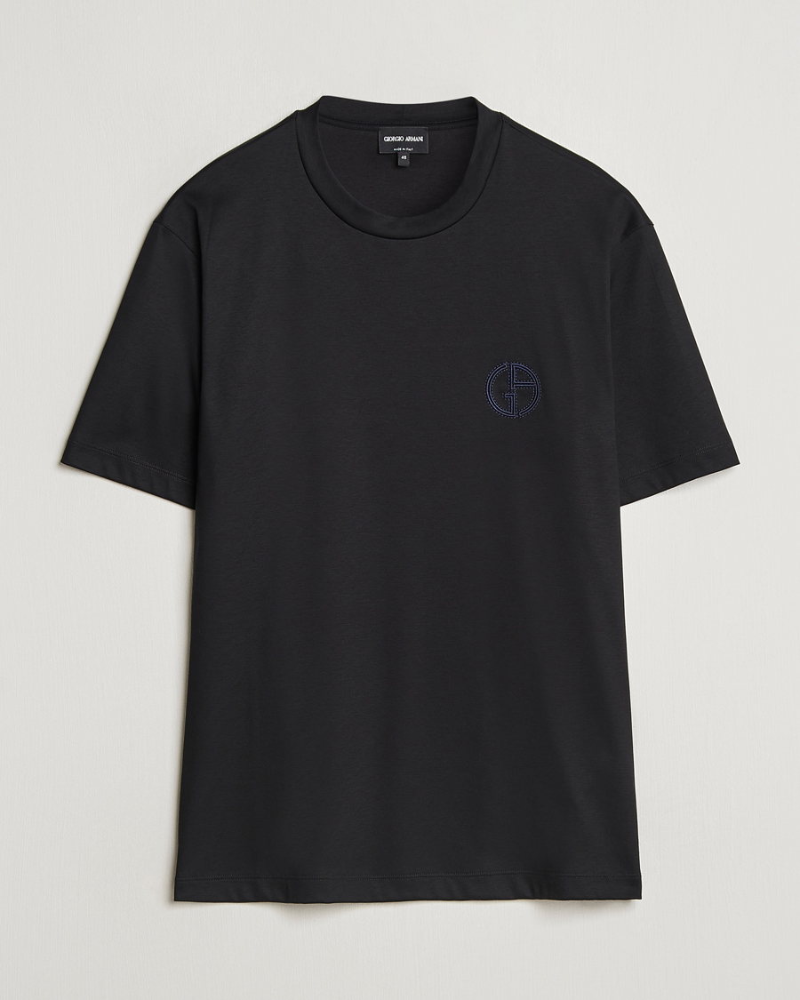 Mies | T-paidat | Giorgio Armani | Embroidered Monogram T-Shirt Black