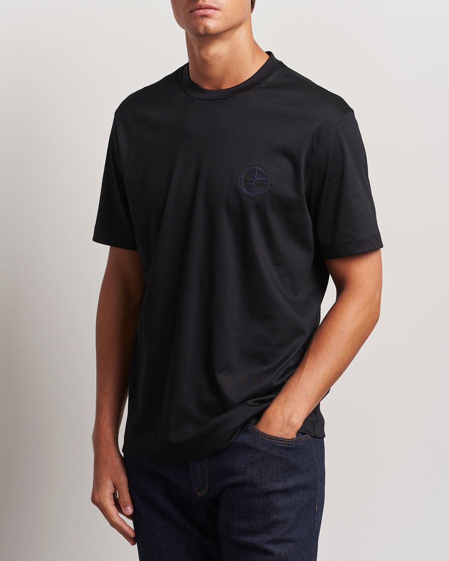 Mies | T-paidat | Giorgio Armani | Embroidered Monogram T-Shirt Black
