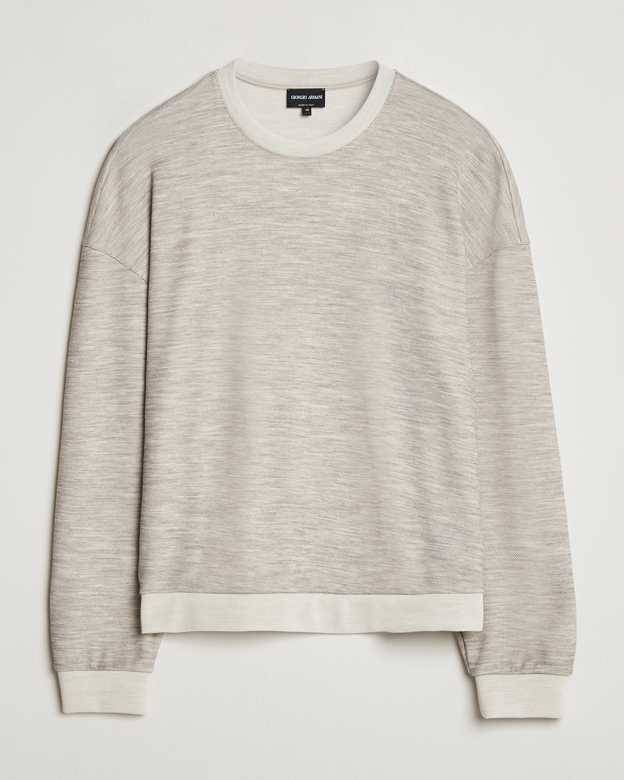 Mies | Puserot | Giorgio Armani | Light Wool Crew Neck Light Beige