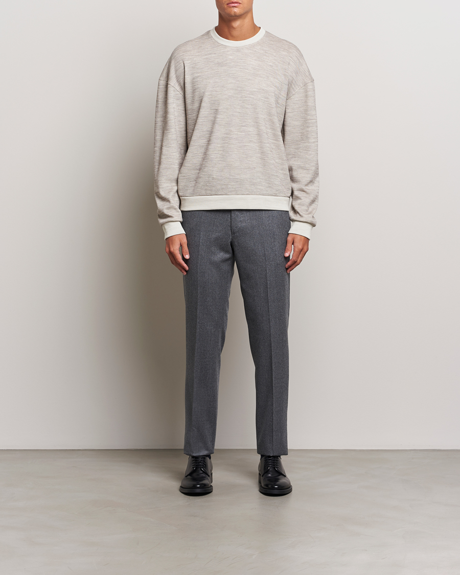 Mies | Puserot | Giorgio Armani | Light Wool Crew Neck Light Beige