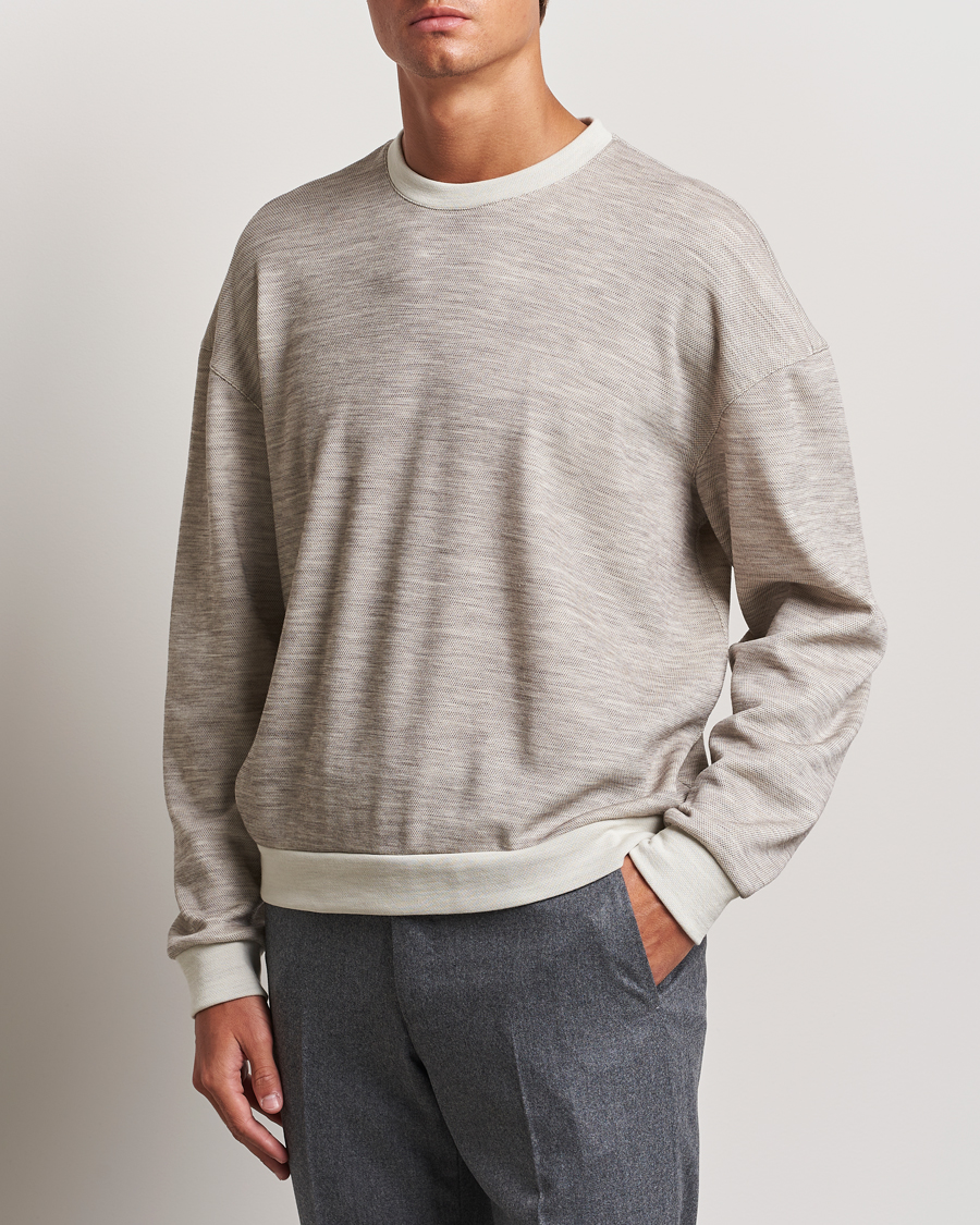 Mies | Puserot | Giorgio Armani | Light Wool Crew Neck Light Beige