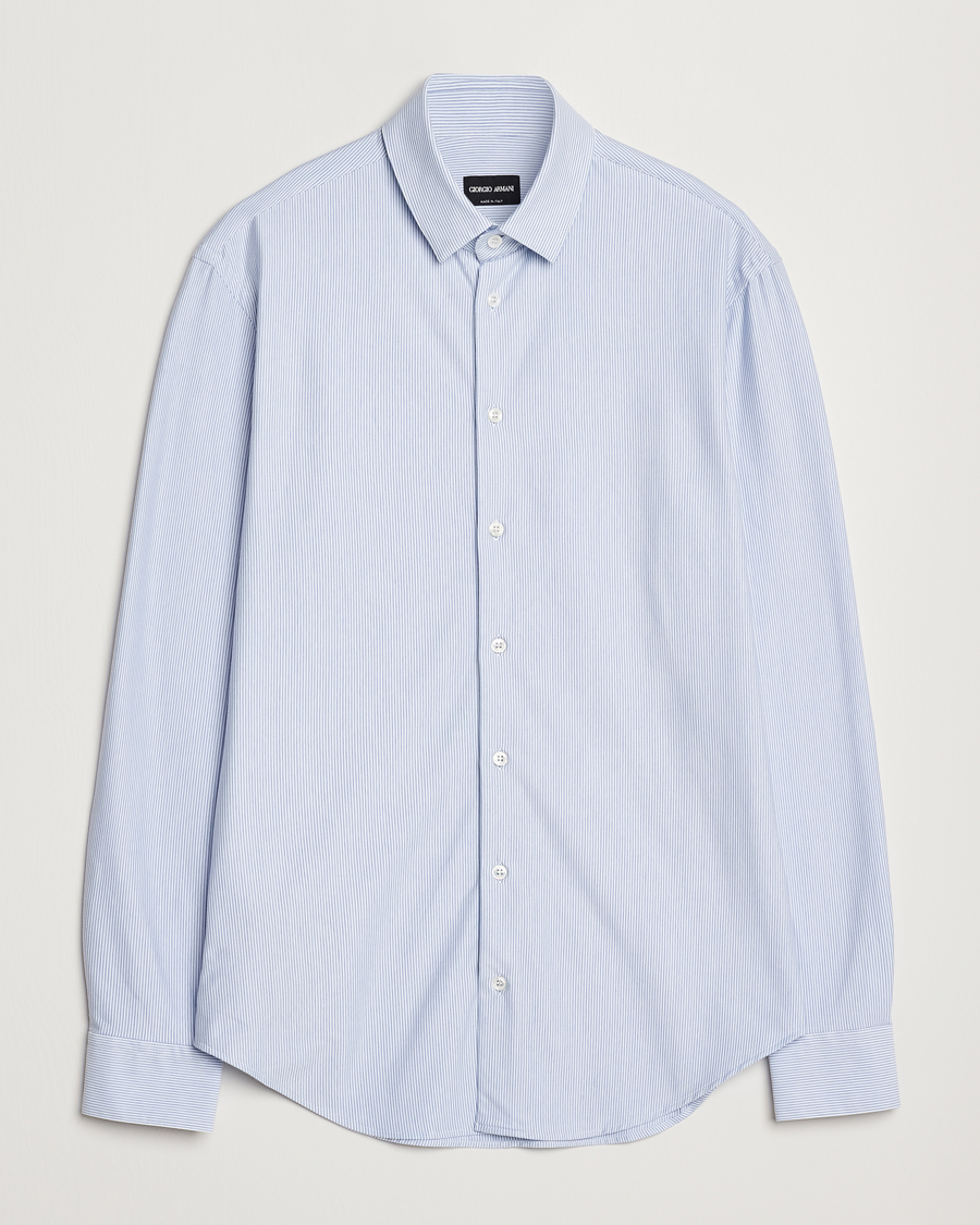 Mies | Kauluspaidat | Giorgio Armani | Jersey Stretch Shirt Light Blue Stripe