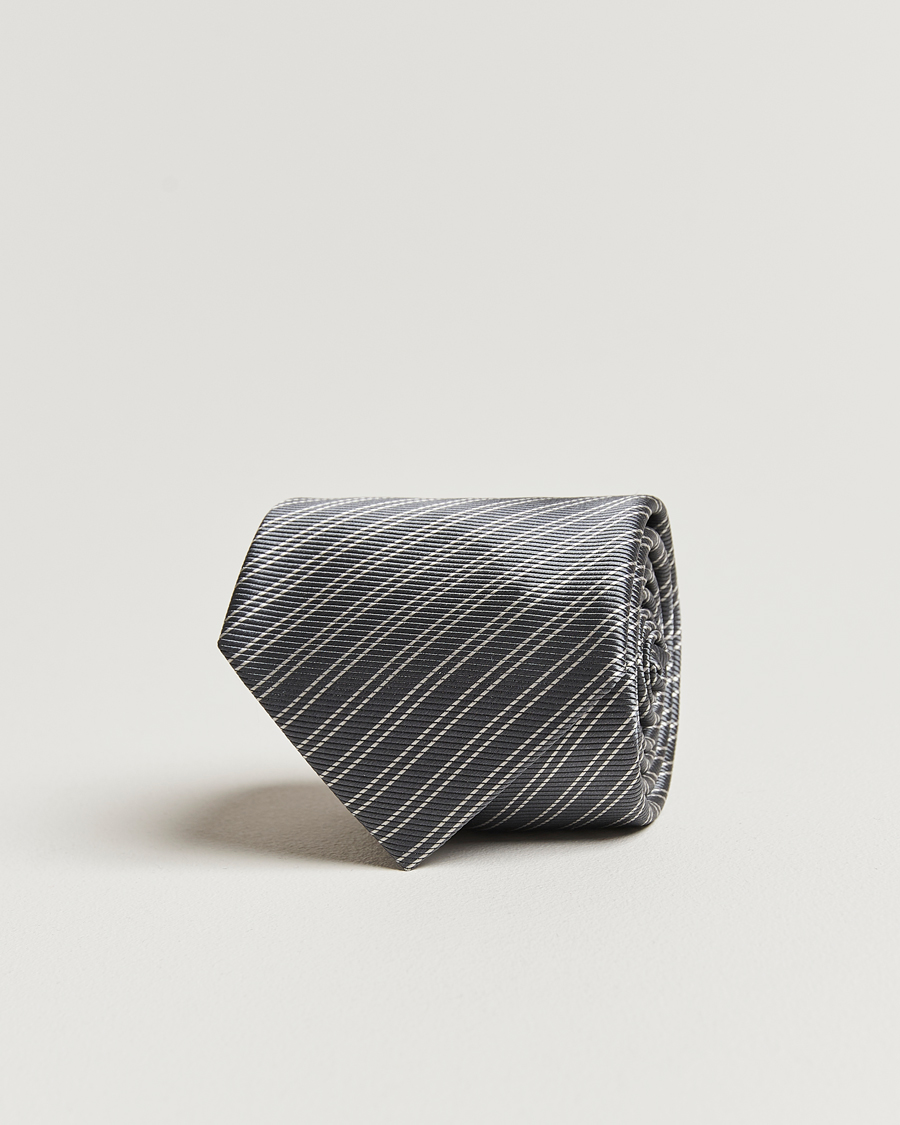 Mies | Giorgio Armani Striped Silk Tie Steel Grey | Giorgio Armani | Striped Silk Tie Steel Grey