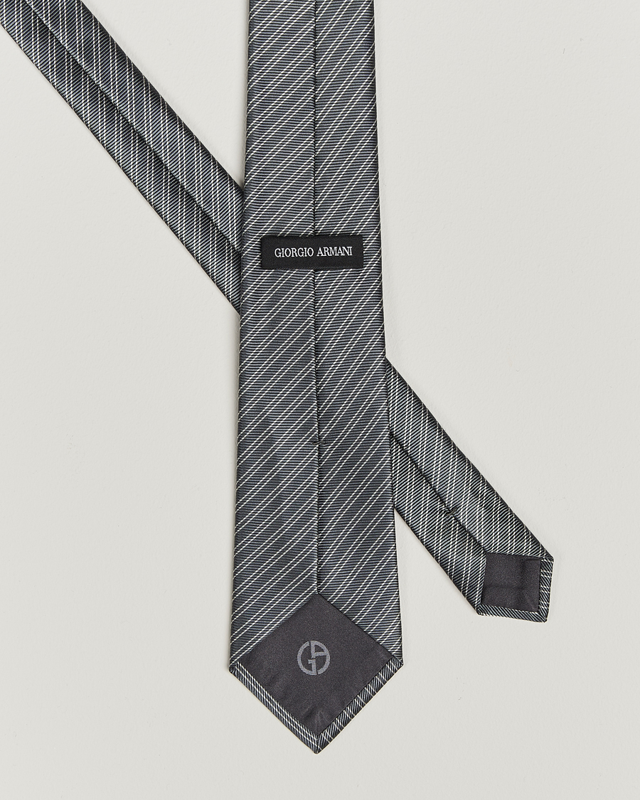 Mies | Giorgio Armani Striped Silk Tie Steel Grey | Giorgio Armani | Striped Silk Tie Steel Grey