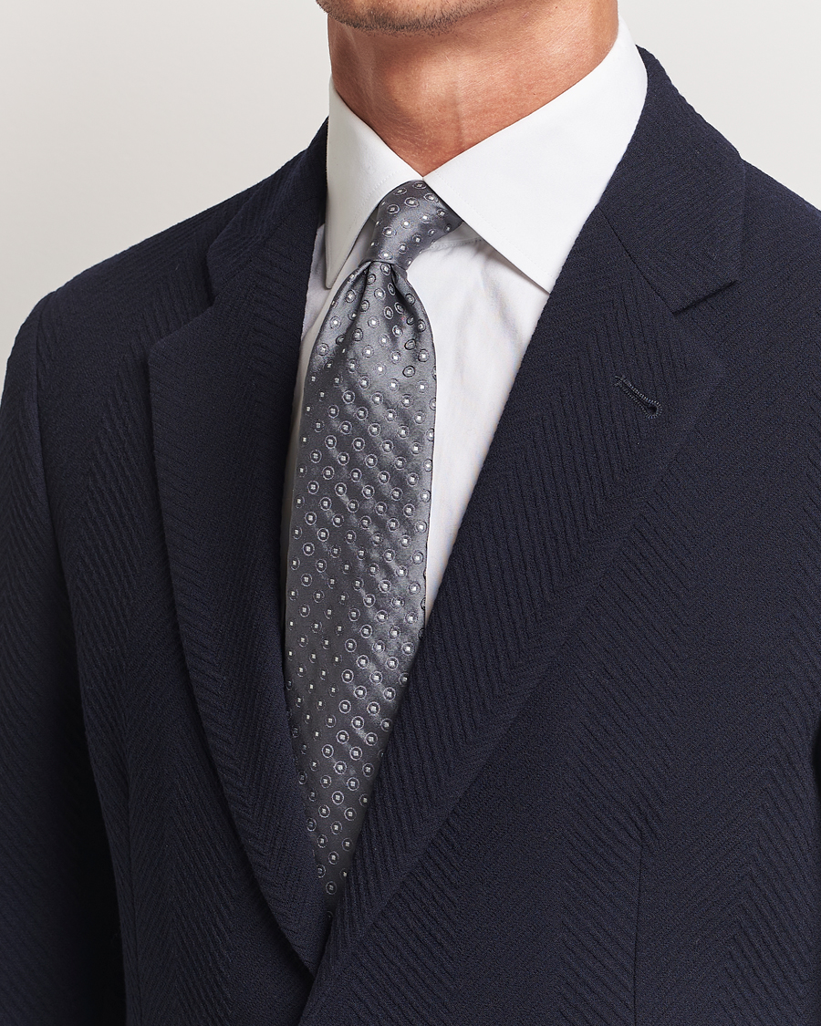 Mies | Giorgio Armani Jacquard Dot Silk Tie Steel Grey | Giorgio Armani | Jacquard Dot Silk Tie Steel Grey