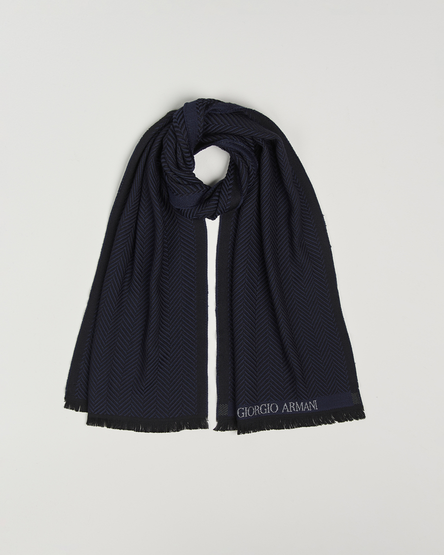 Mies | Giorgio Armani Wool Chevron Scarf Navy | Giorgio Armani | Wool Chevron Scarf Navy