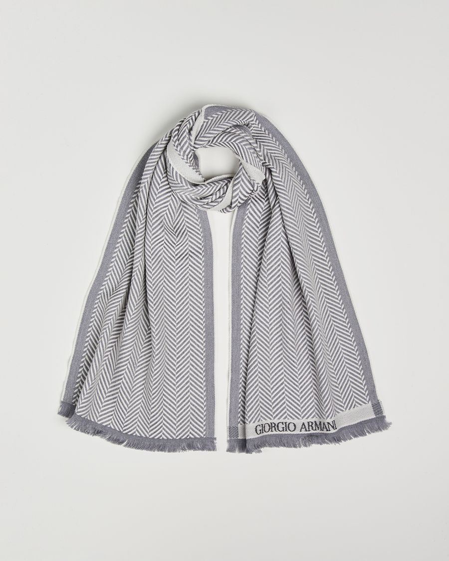 Mies | Giorgio Armani Wool Chevron Scarf Light Grey | Giorgio Armani | Wool Chevron Scarf Light Grey