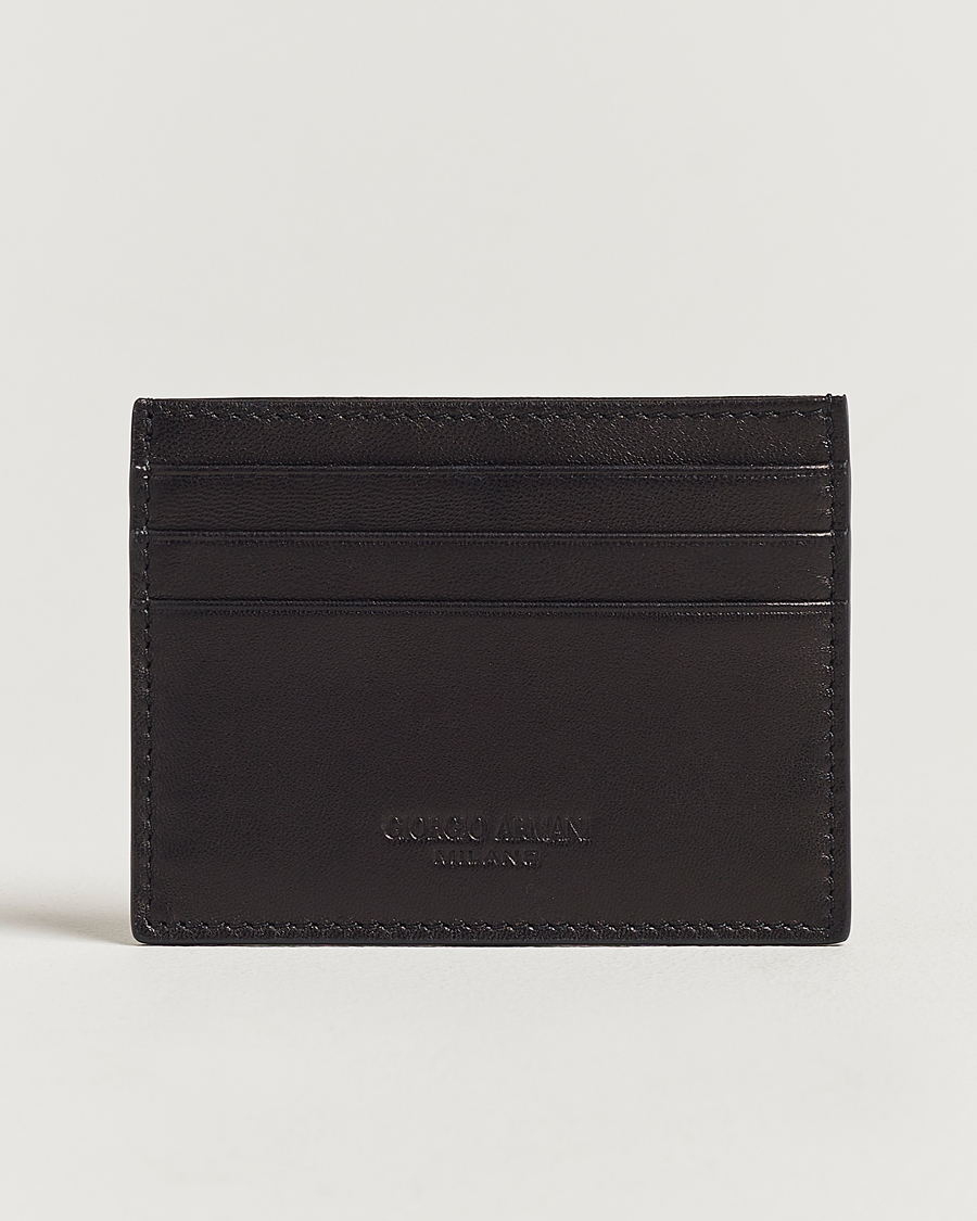 Mies | Giorgio Armani Nappa Leather Card Holder Black | Giorgio Armani | Nappa Leather Card Holder Black
