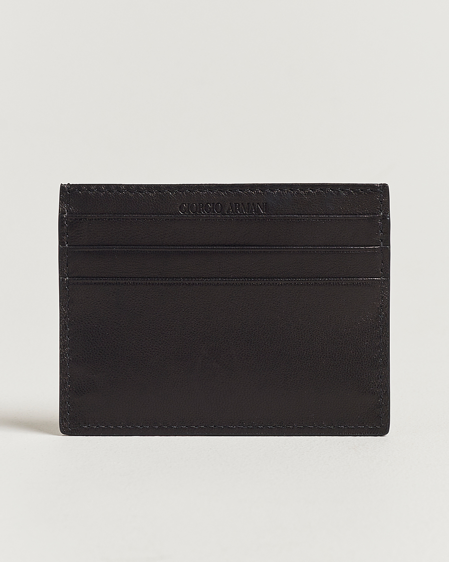 Mies | Giorgio Armani Nappa Leather Card Holder Black | Giorgio Armani | Nappa Leather Card Holder Black