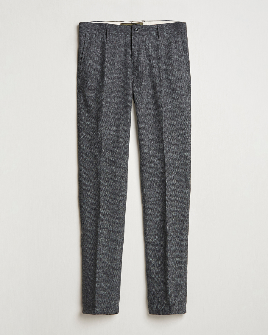 Mies | Housut | Incotex | Slim Fit Washed Wool Stretch Slacks Dark Grey