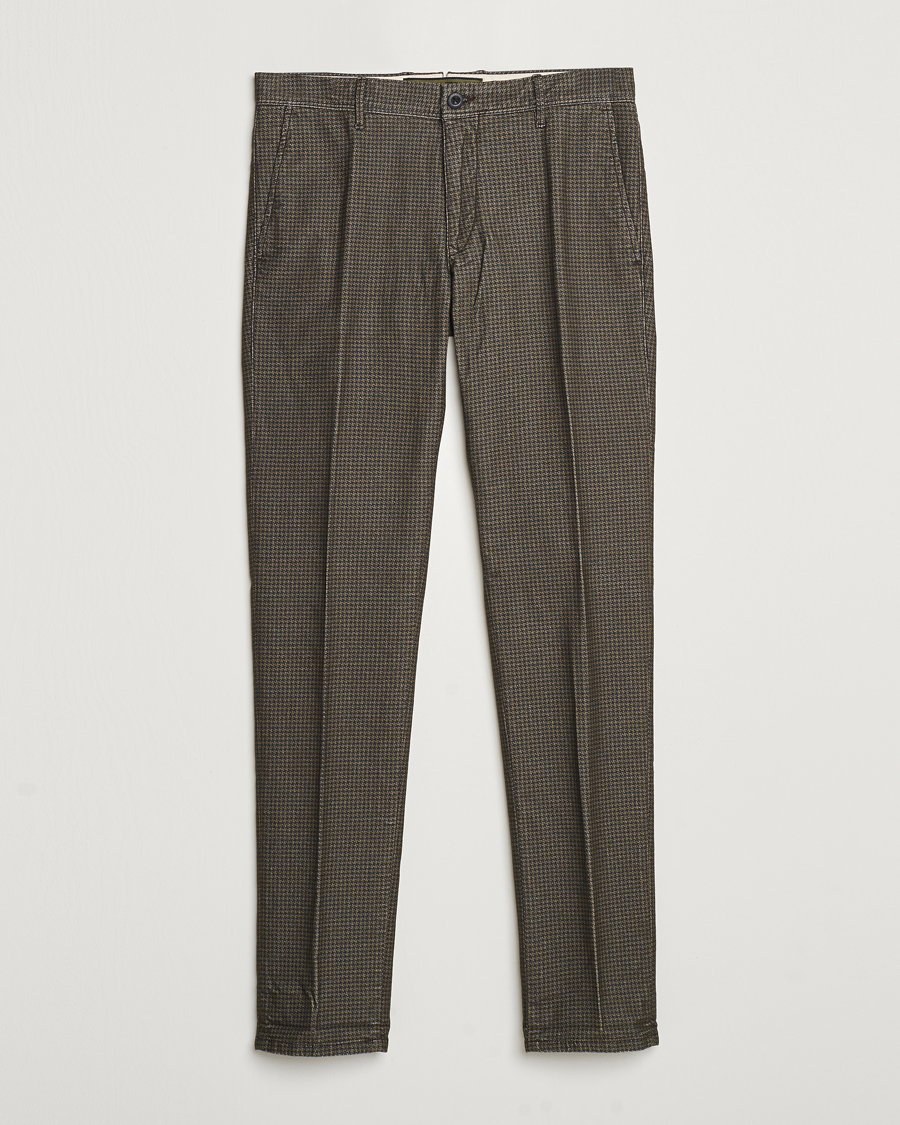 Mies | Housut | Incotex | Slim Fit Houndstooth Stretch Slacks Dark Brown
