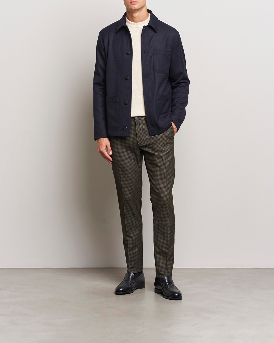 Mies | Housut | Incotex | Slim Fit Houndstooth Stretch Slacks Dark Brown