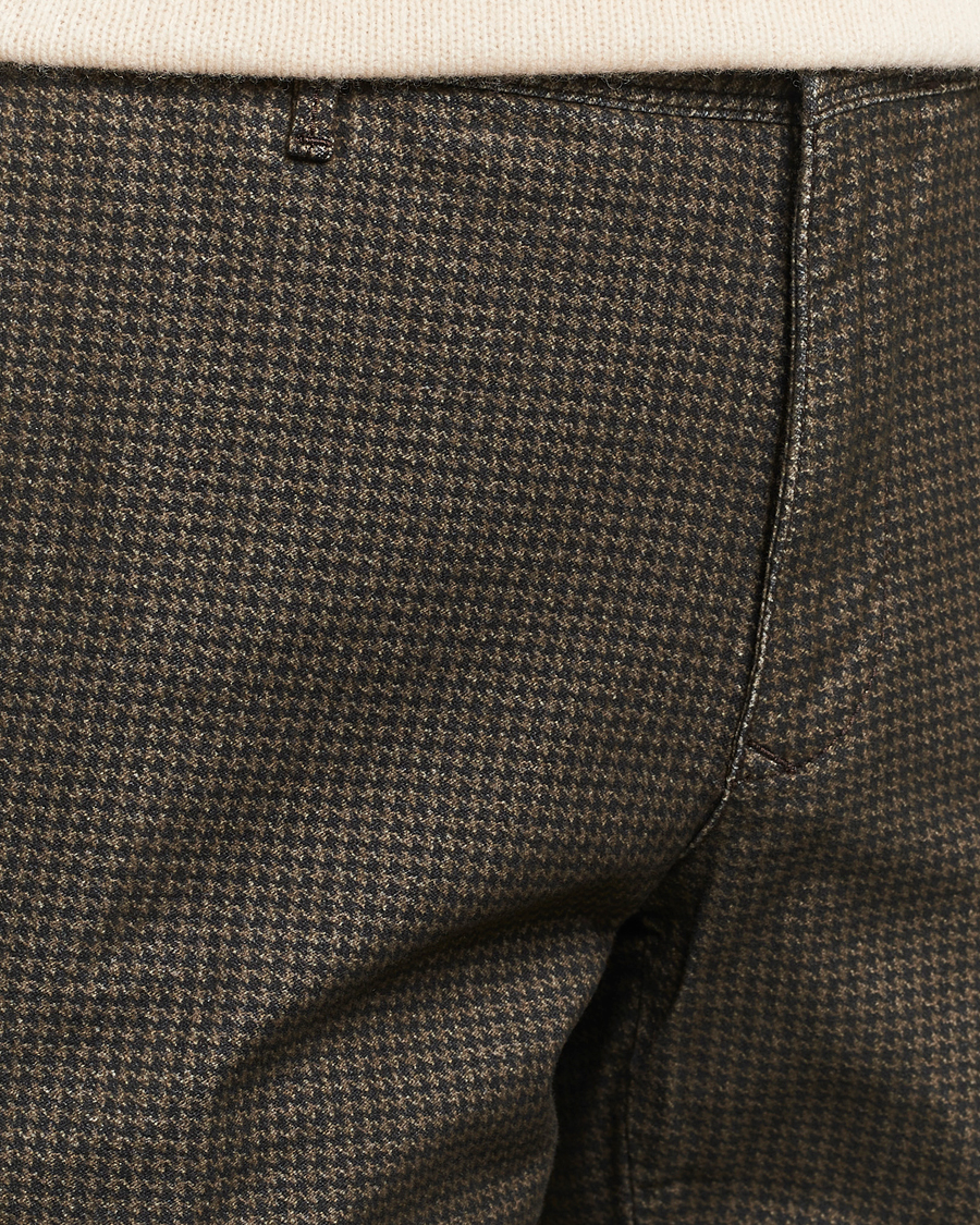 Mies | Housut | Incotex | Slim Fit Houndstooth Stretch Slacks Dark Brown