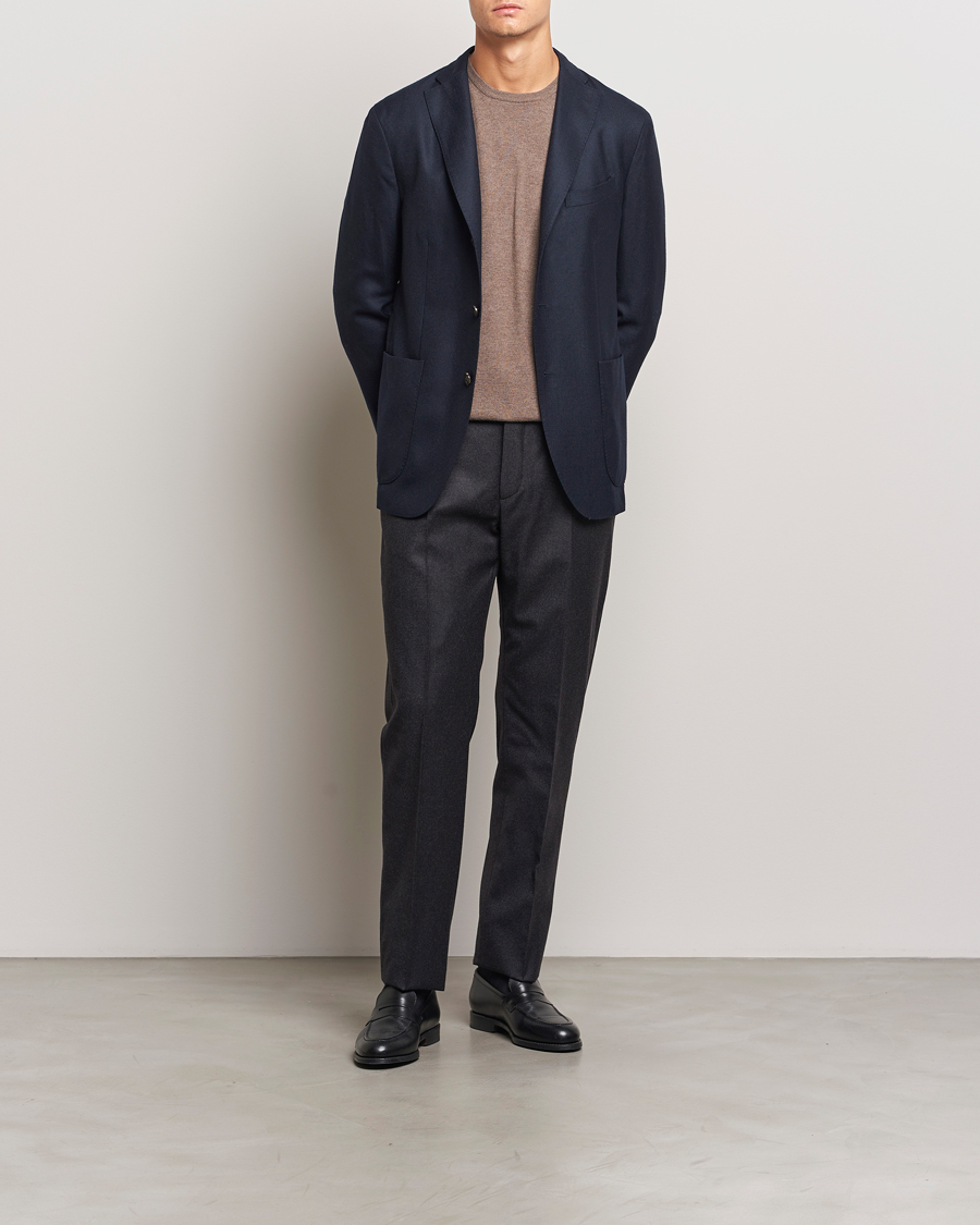 Mies | Housut | Incotex | Regular Fit Flannel Trousers Charcoal
