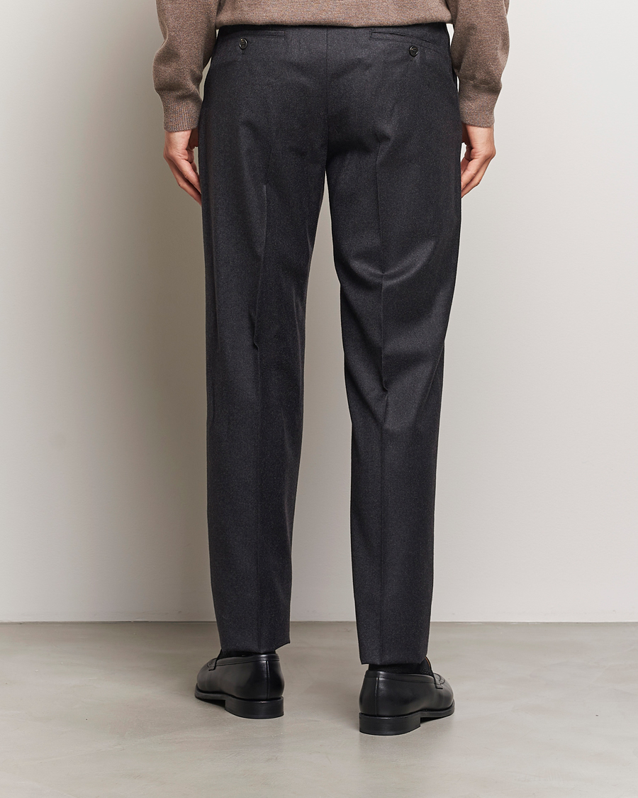 Mies | Housut | Incotex | Regular Fit Flannel Trousers Charcoal