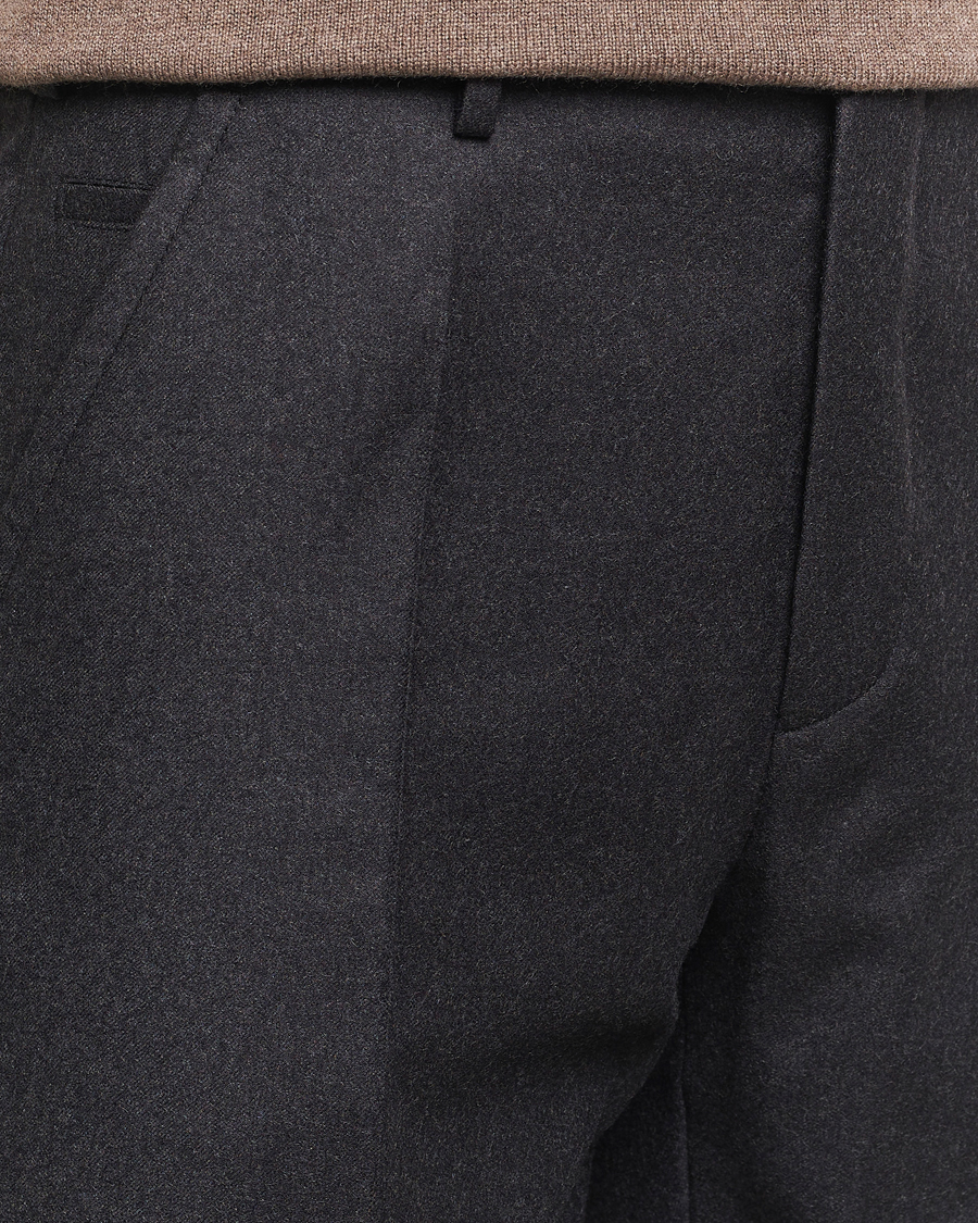 Mies | Housut | Incotex | Regular Fit Flannel Trousers Charcoal
