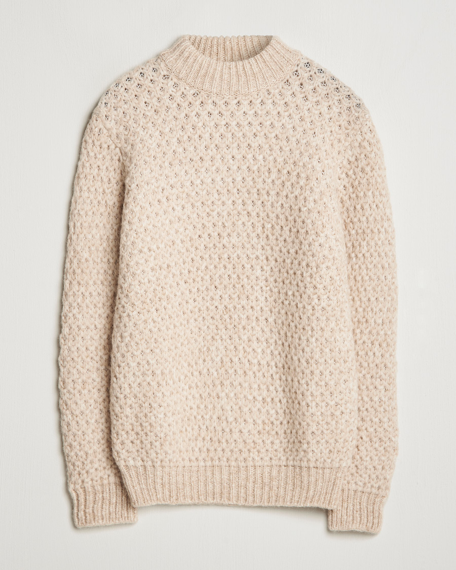 Mies | Puserot | Jacob Cohën | Loose Knit Alpaca/Wool Sweater Melange White
