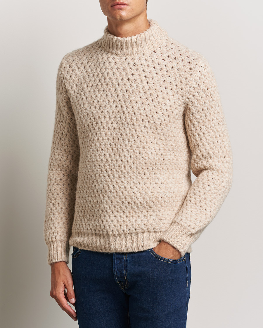 Mies | Puserot | Jacob Cohën | Loose Knit Alpaca/Wool Sweater Melange White