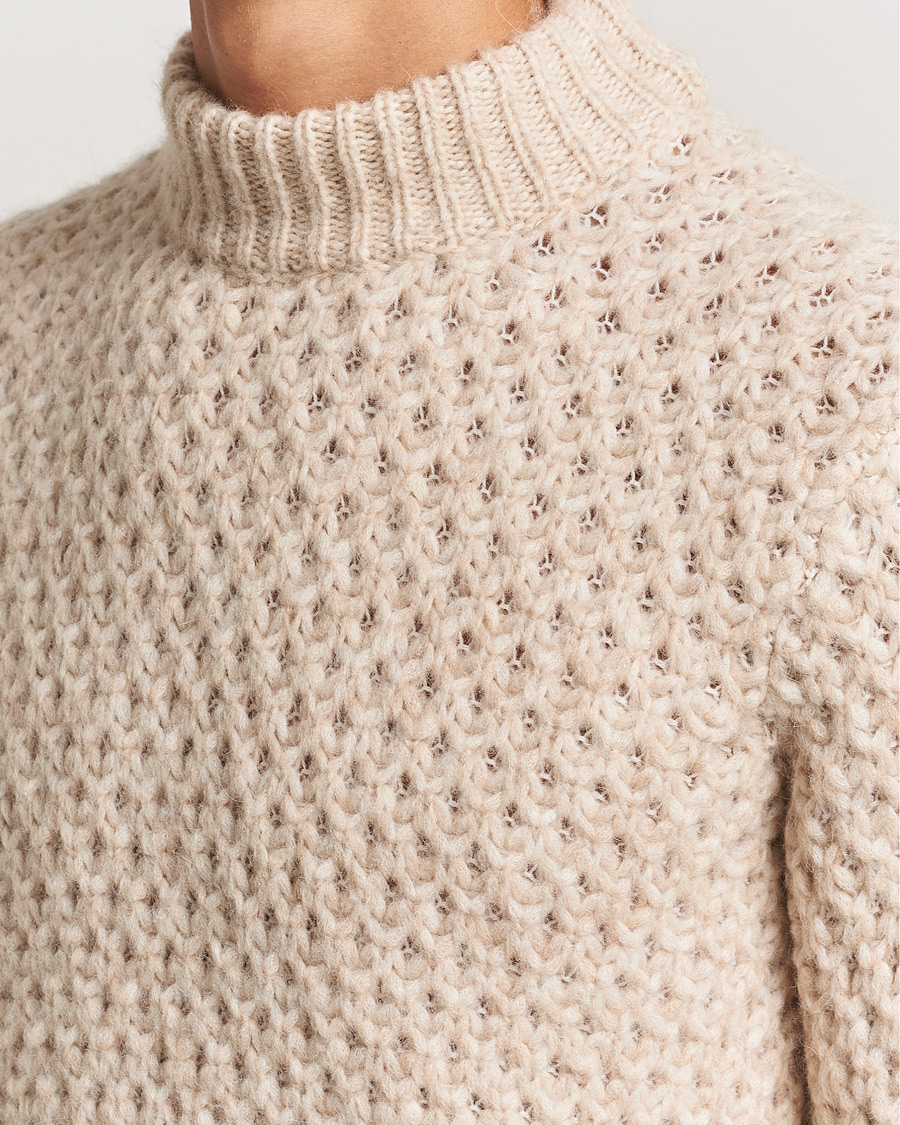 Mies | Puserot | Jacob Cohën | Loose Knit Alpaca/Wool Sweater Melange White