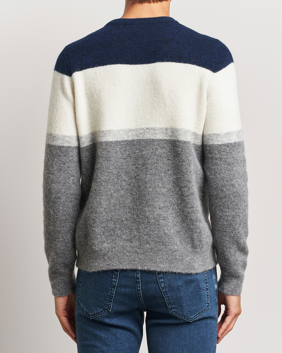 Mies | Puserot | Jacob Cohën | Alpaca/Wool Embrodery Sweater Blue/White/Grey