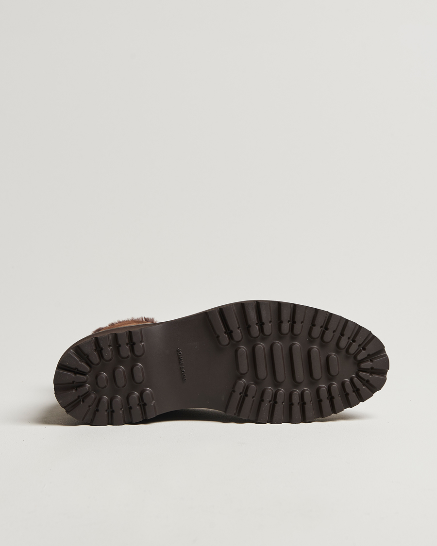 Mies | John Lobb Peak Shearling Lined Boots Dark Brown | John Lobb | Peak Shearling Lined Boots Dark Brown
