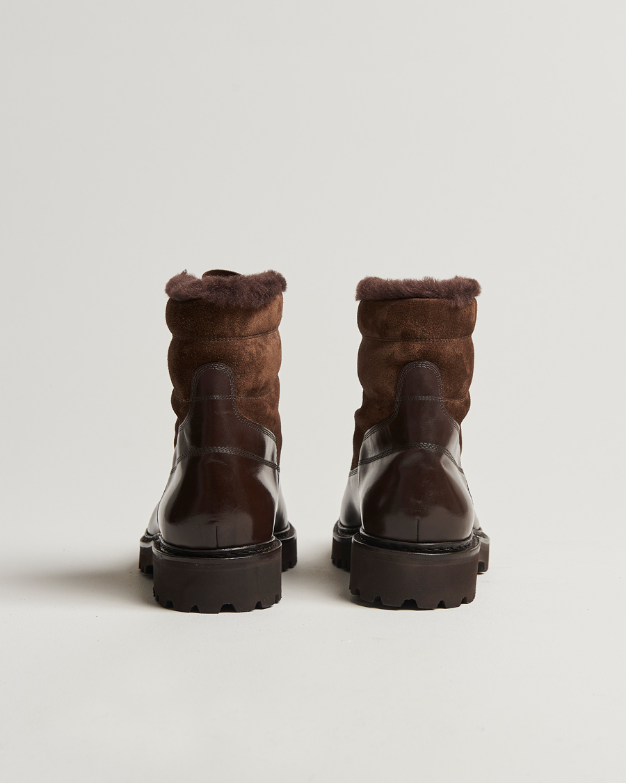 Mies | John Lobb Peak Shearling Lined Boots Dark Brown | John Lobb | Peak Shearling Lined Boots Dark Brown