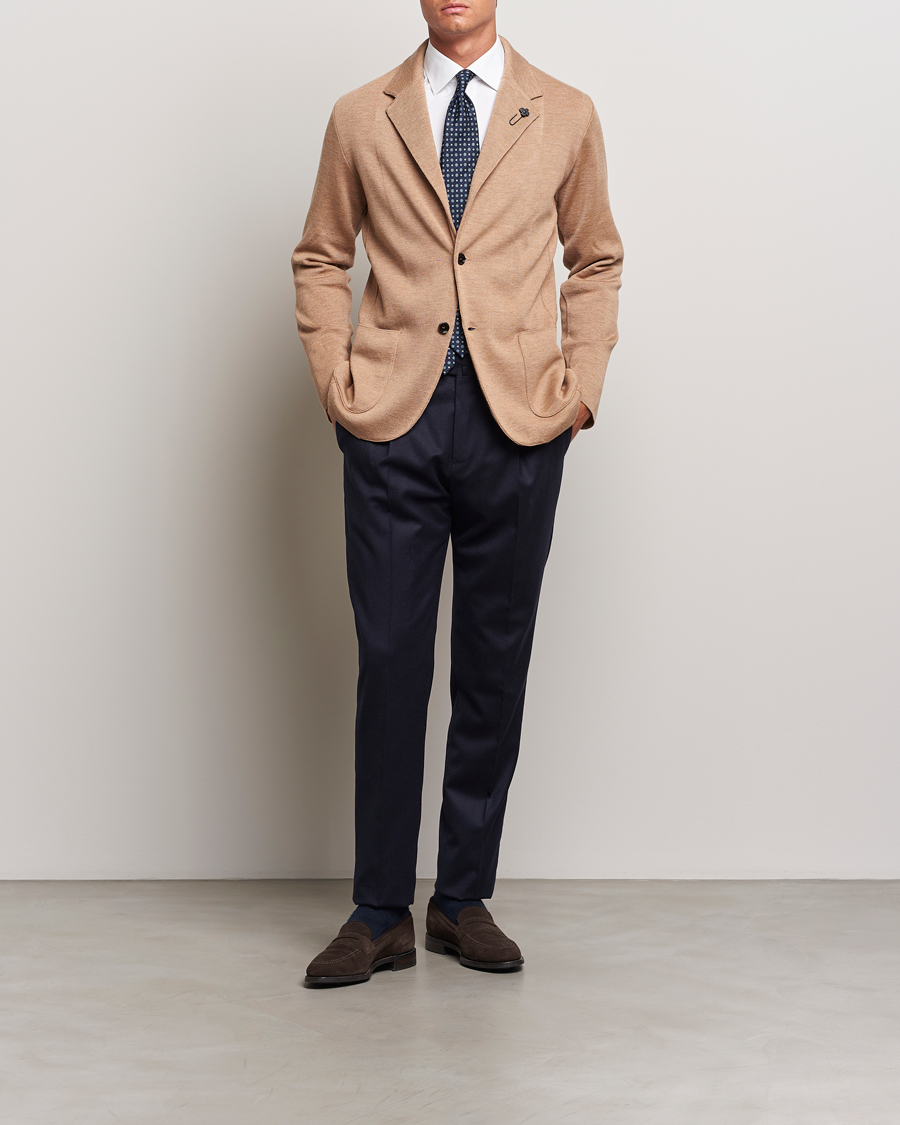 Mies | Pikkutakit | Lardini | Knitted Wool Blazer Beige