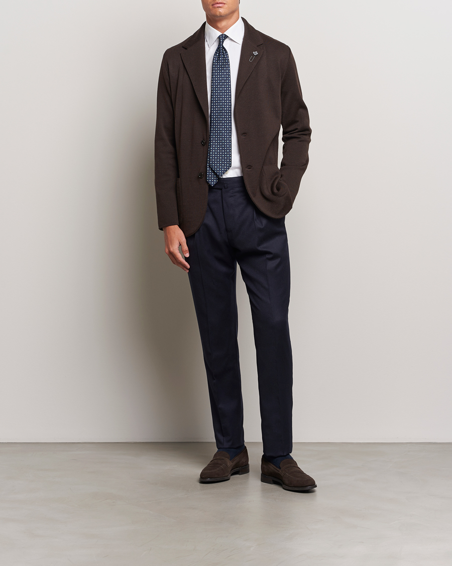Mies | Pikkutakit | Lardini | Knitted Wool Blazer Brown