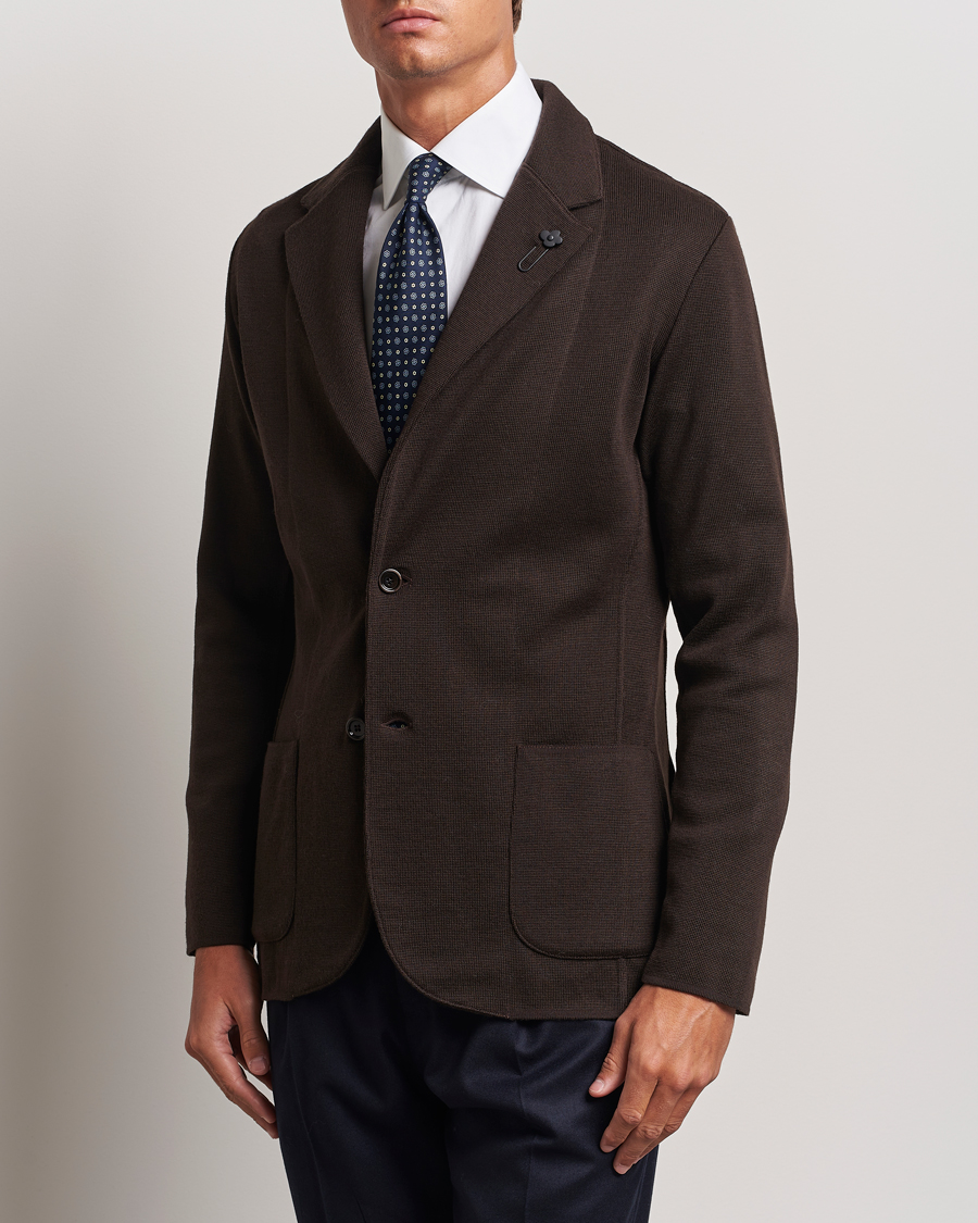 Mies | Pikkutakit | Lardini | Knitted Wool Blazer Brown