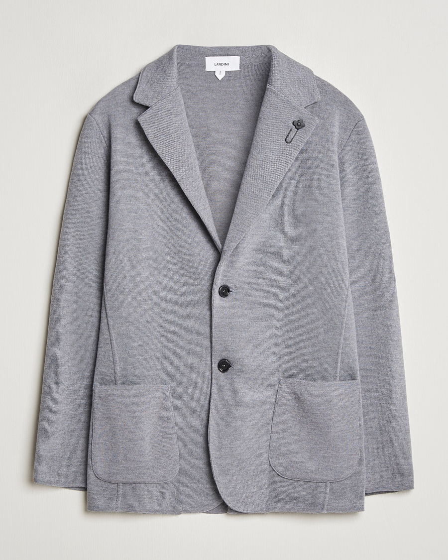 Mies | Pikkutakit | Lardini | Knitted Wool Blazer Grey