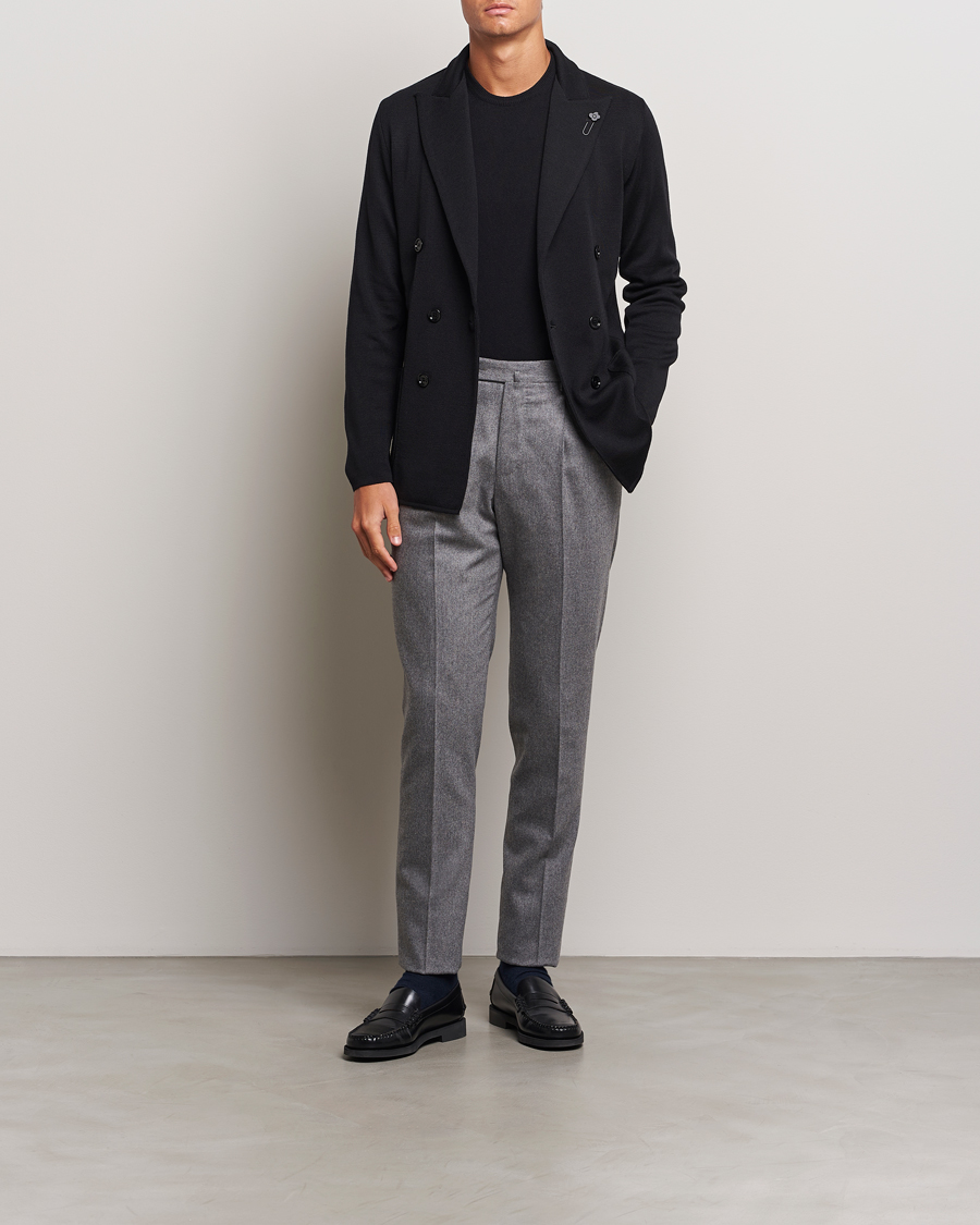 Mies | Pikkutakit | Lardini | Knitted Double Breasted Wool Blazer Black