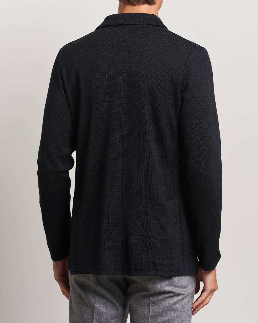 Mies | Pikkutakit | Lardini | Knitted Double Breasted Wool Blazer Black