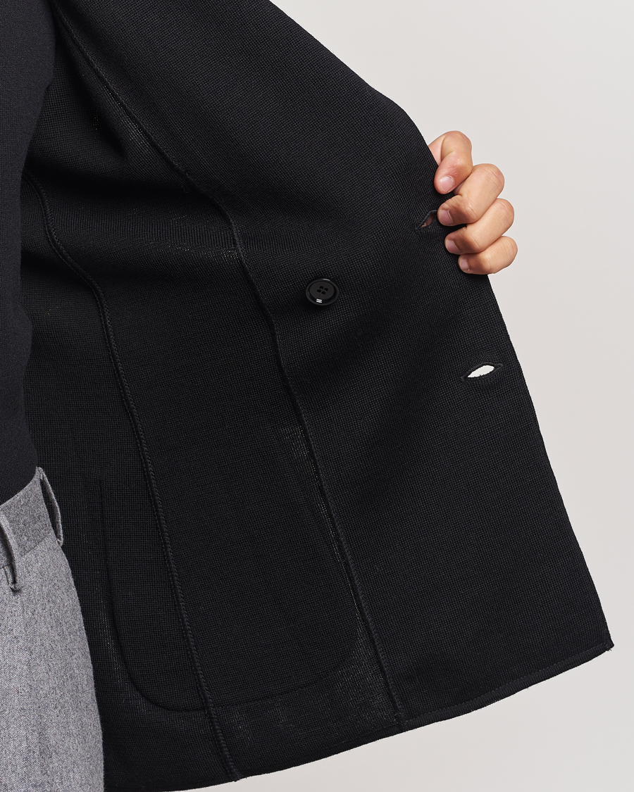Mies | Pikkutakit | Lardini | Knitted Double Breasted Wool Blazer Black