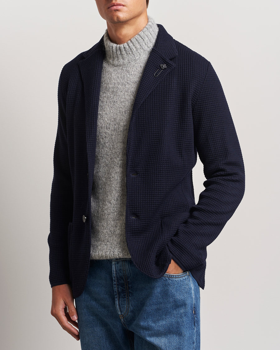 Mies | Pikkutakit | Lardini | Knitted Structure Wool Blazer Navy
