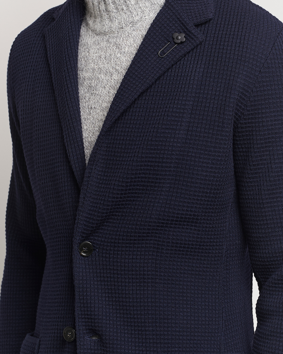 Mies | Pikkutakit | Lardini | Knitted Structure Wool Blazer Navy