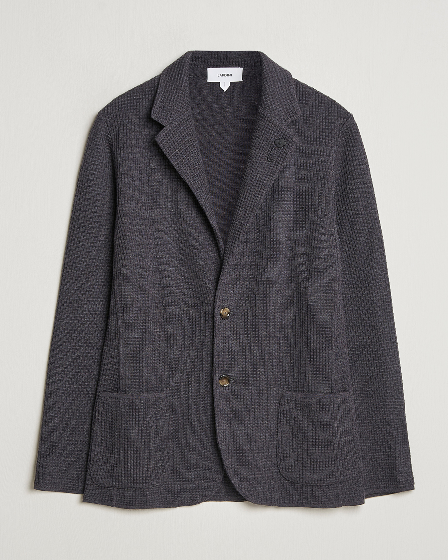 Mies | Pikkutakit | Lardini | Knitted Structure Wool Blazer Dark Grey
