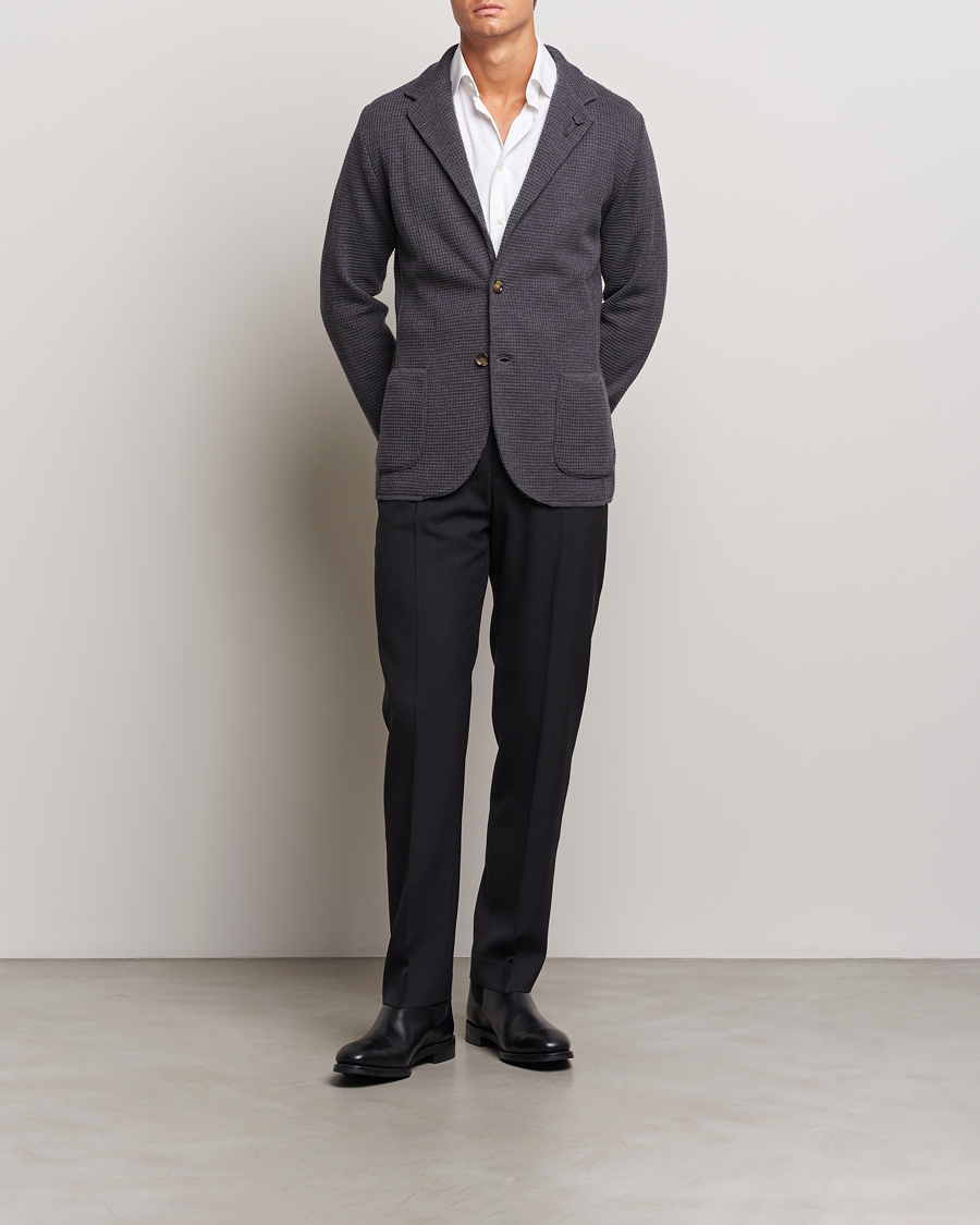 Mies | Pikkutakit | Lardini | Knitted Structure Wool Blazer Dark Grey