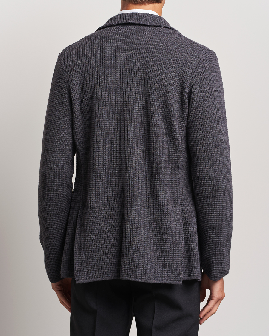 Mies | Pikkutakit | Lardini | Knitted Structure Wool Blazer Dark Grey