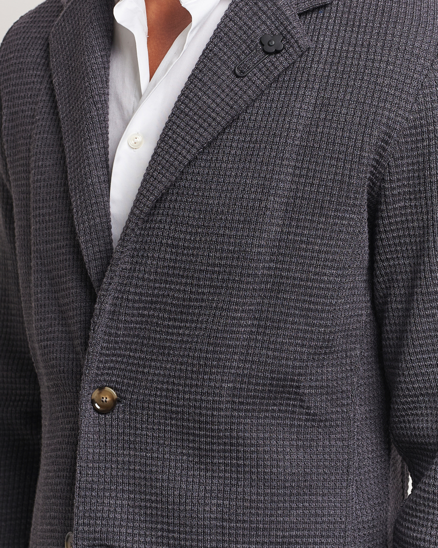 Mies | Pikkutakit | Lardini | Knitted Structure Wool Blazer Dark Grey