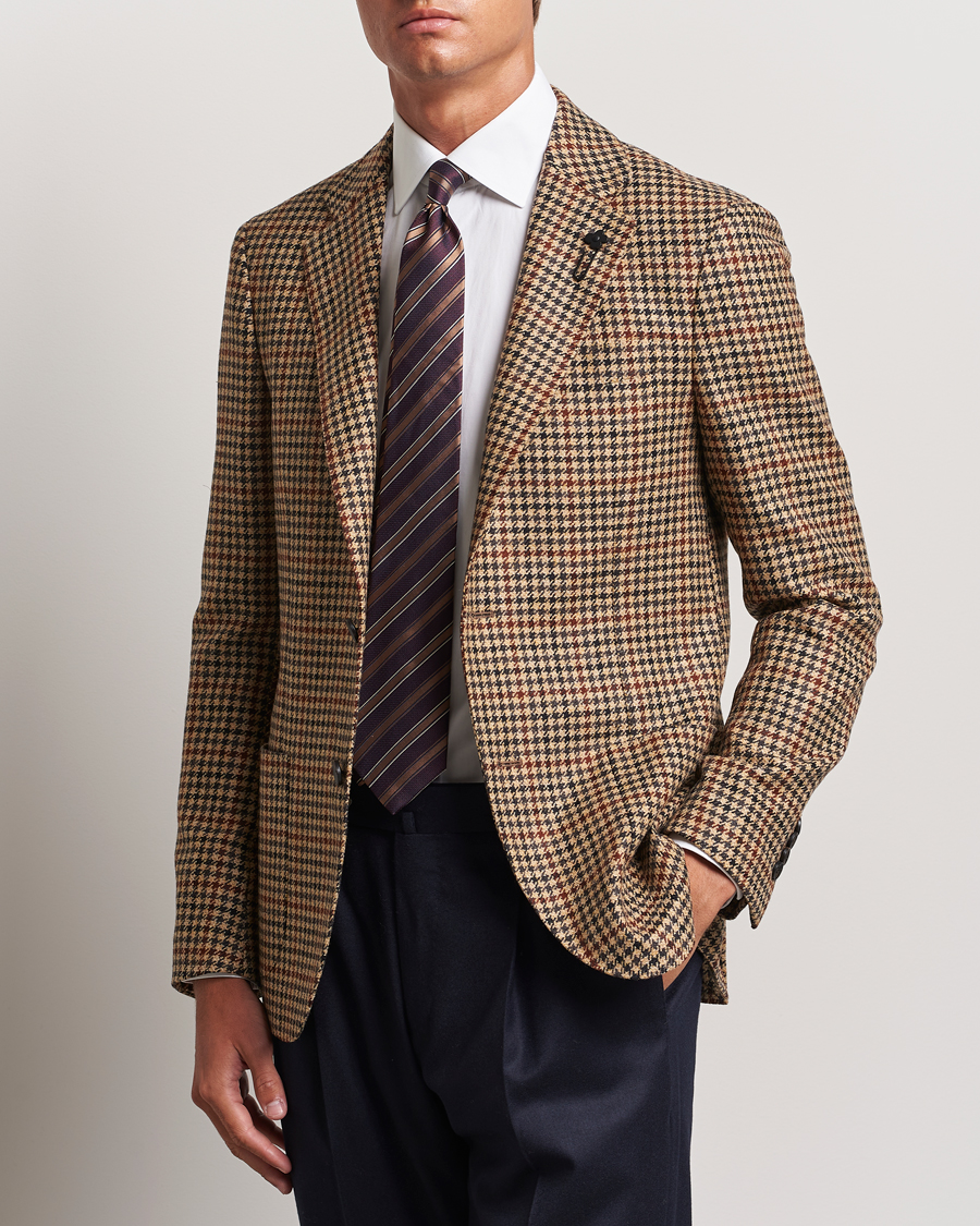 Mies | Pikkutakit | Lardini | Checked Wool/Cashmere Blazer Beige/Brown