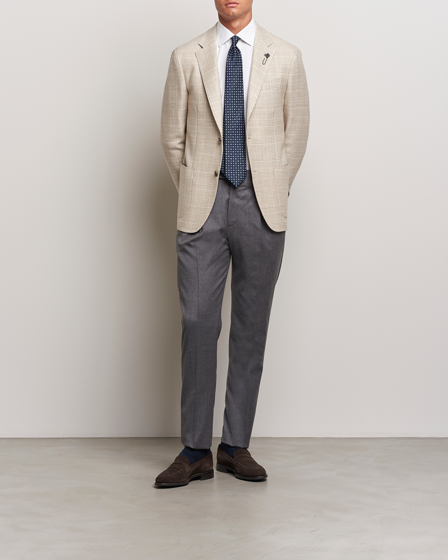 Mies | Pikkutakit | Lardini | Prince of Wales Wool Blazer Light Beige
