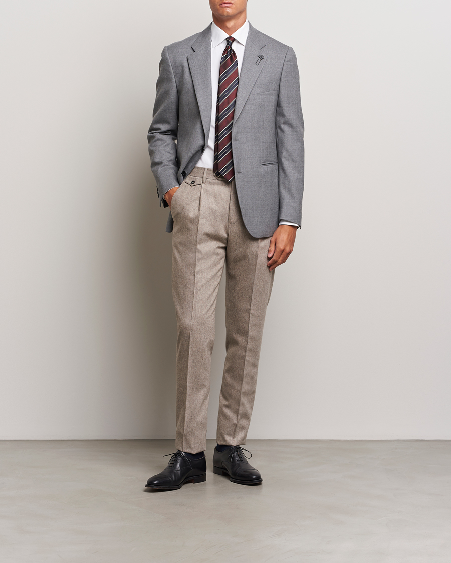 Mies | Pikkutakit | Lardini | Wool Flannel Blazer Light Grey