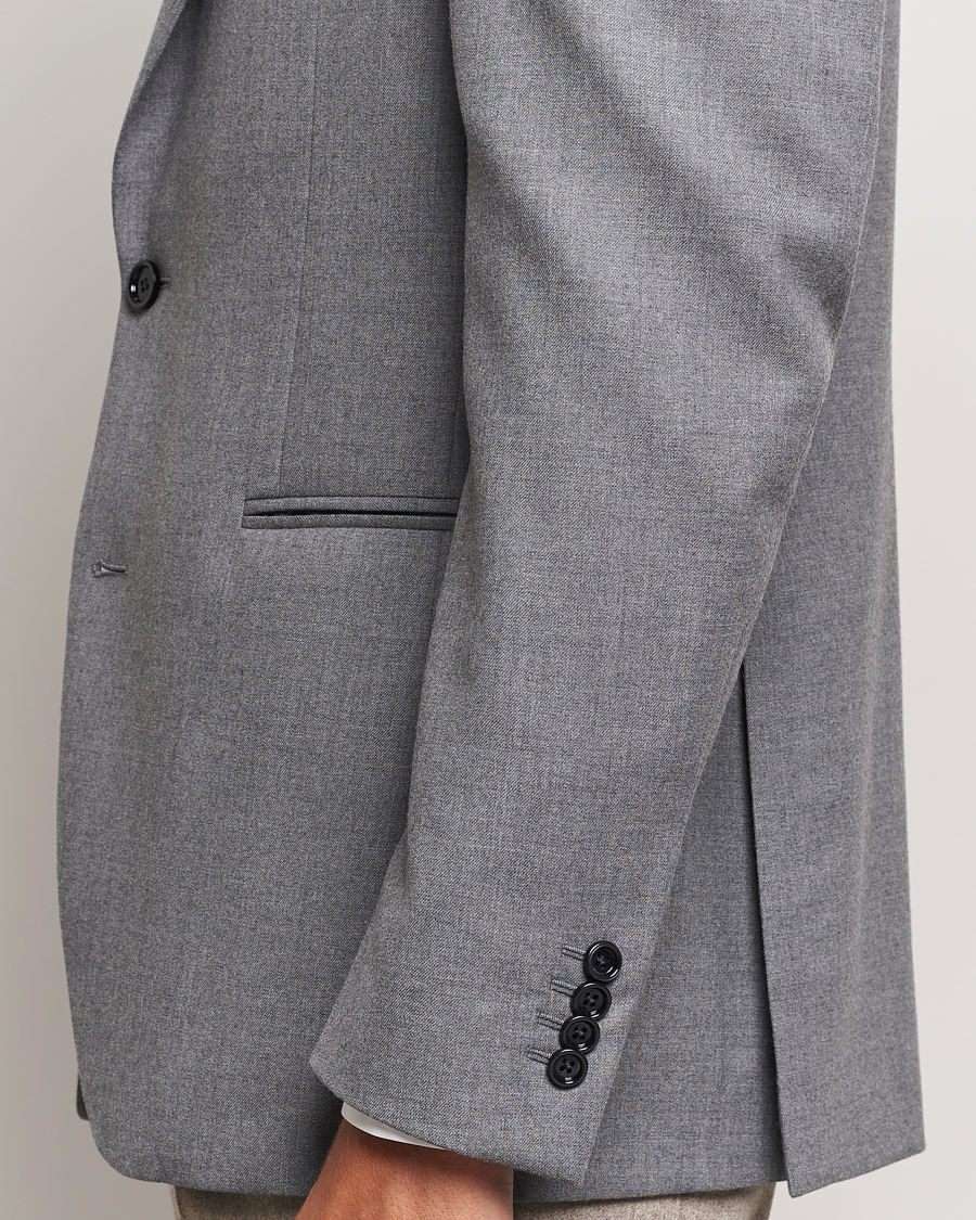 Mies | Pikkutakit | Lardini | Wool Flannel Blazer Light Grey