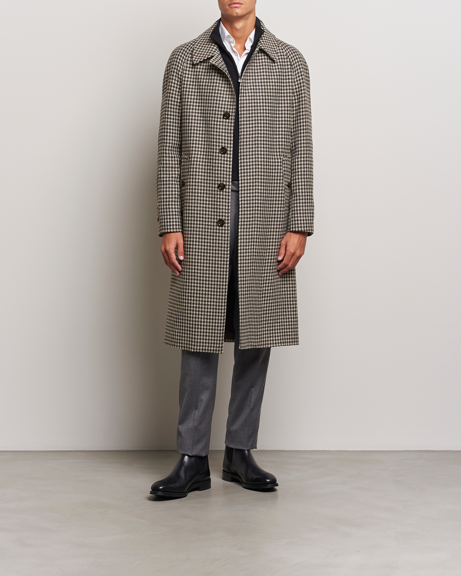 Mies | Takit | Lardini | Houndstooth Wool/Cashmere Coat Brown