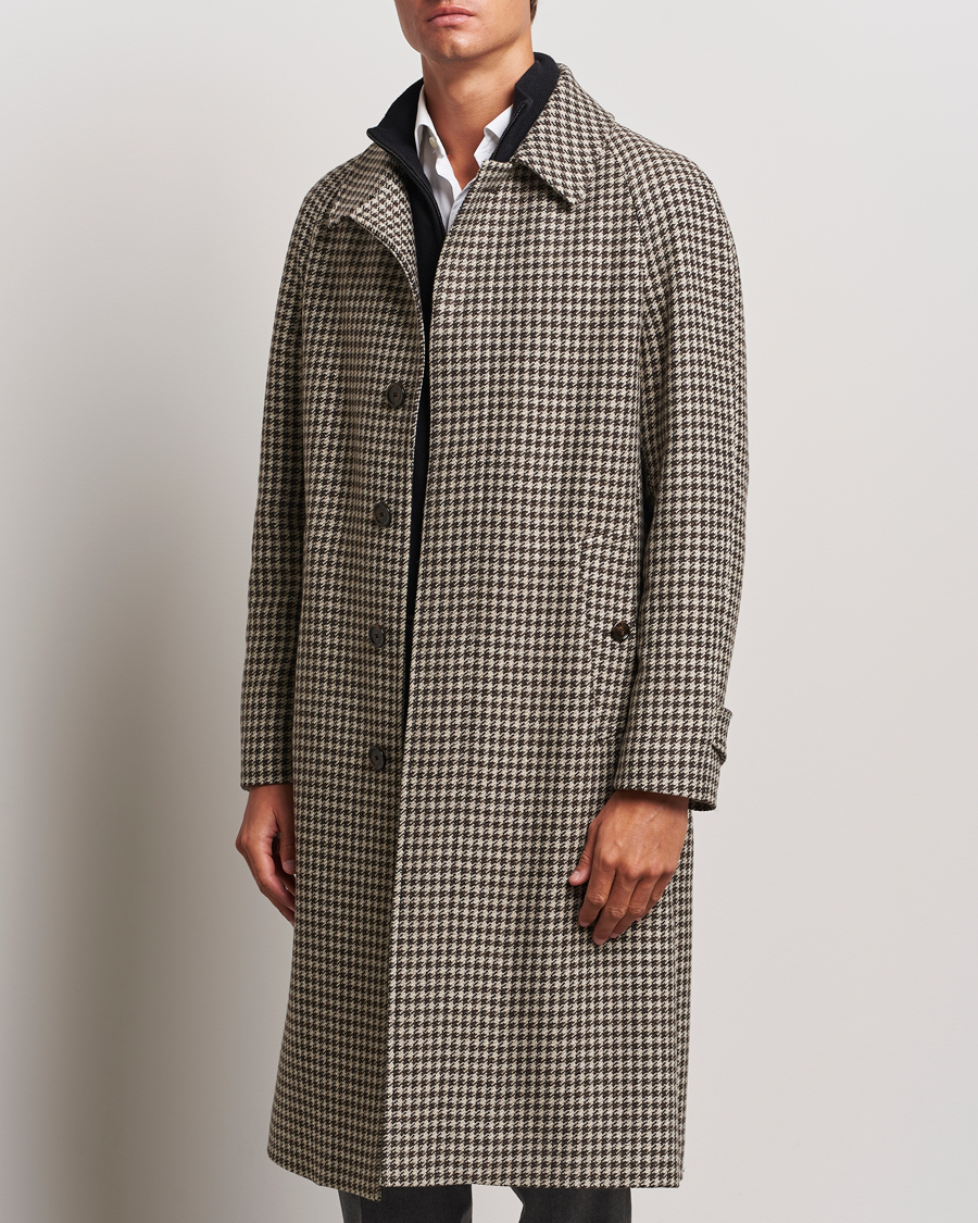 Mies | Takit | Lardini | Houndstooth Wool/Cashmere Coat Brown