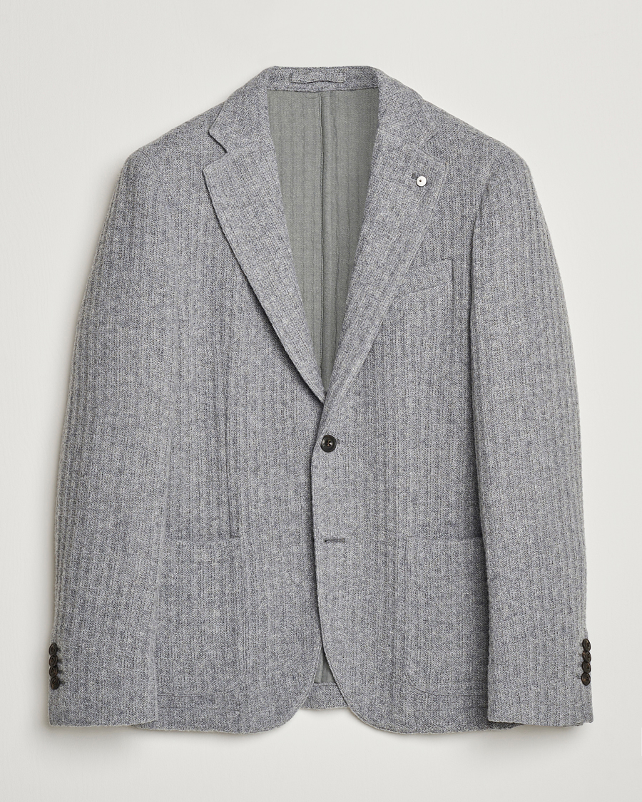 Mies | Pikkutakit | L.B.M. 1911 | Knitted Punto Wool Structure Blazer Grey