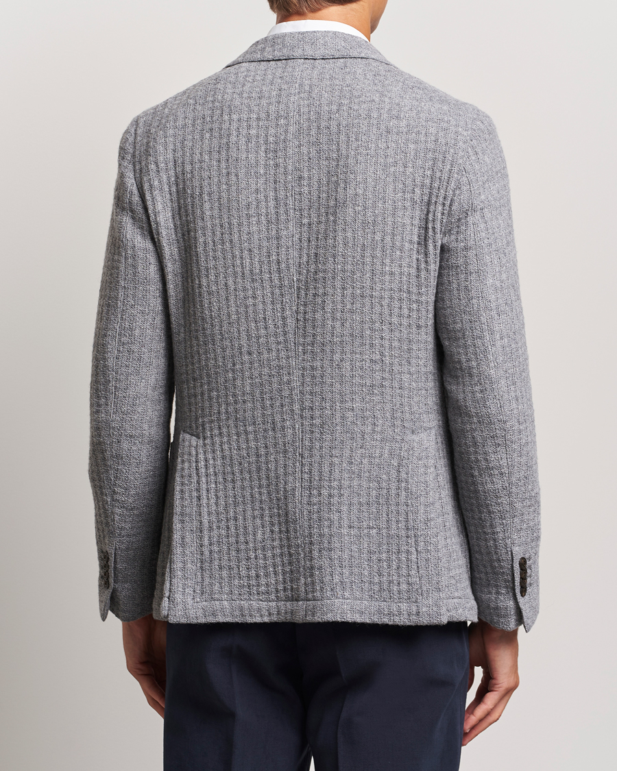 Mies | Pikkutakit | L.B.M. 1911 | Knitted Punto Wool Structure Blazer Grey