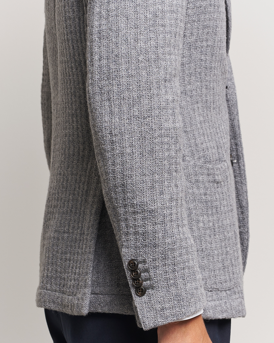 Mies | Pikkutakit | L.B.M. 1911 | Knitted Punto Wool Structure Blazer Grey