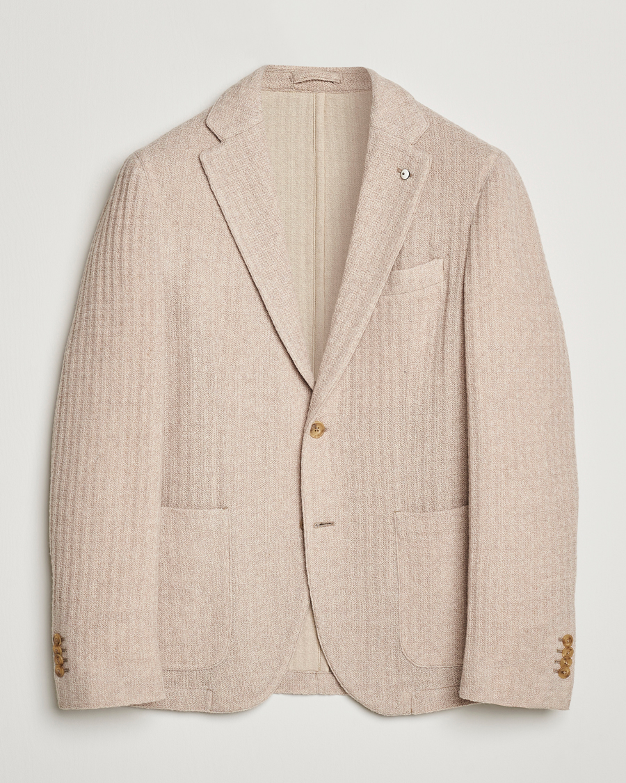 Mies | Pikkutakit | L.B.M. 1911 | Knitted Punto Wool Structure Blazer Camel